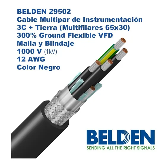 Belden 29502 Cable Multicond Vfd Blindado 3c+1 Tierra 12awg