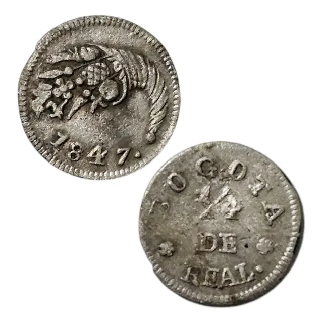 1/4 De Real Bogotá 1846 Vf+