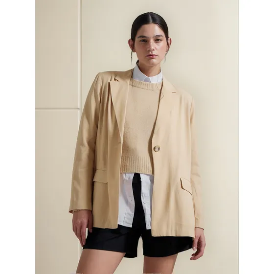 Blazer Mujer Ostu Blazer Café Viscosa 40400011-80216