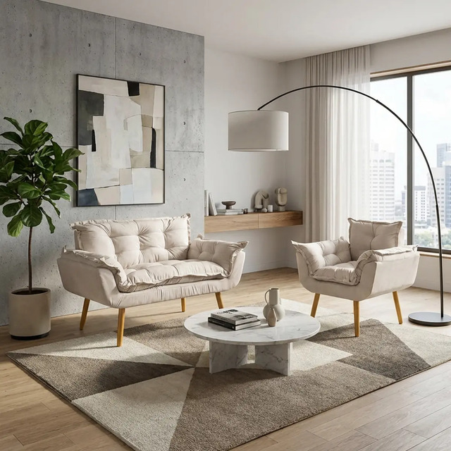 Kit Sofá 2 Lugares Namoradeira E Poltrona Decorativa Alice