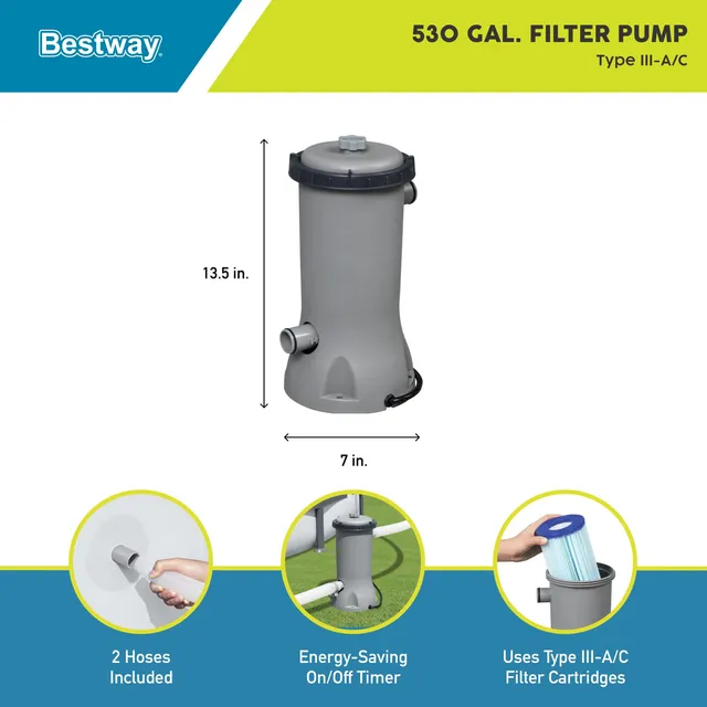 Bomba De Filtro 2000 Litros P/ Piscina C/ Mangueras Bestway