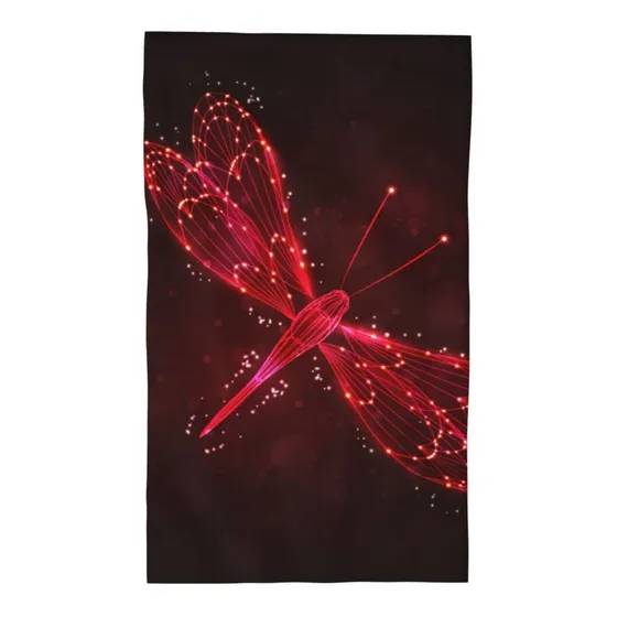 Otrahcsd Toalla Facial Algodon Mano Abstracta Libelula Roja