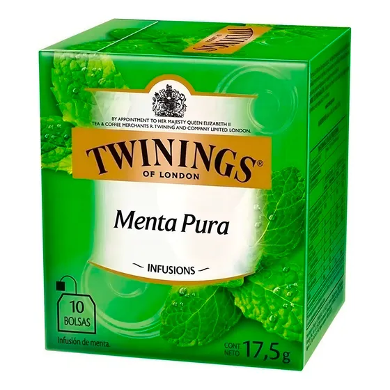 Te Twinings Menta Pura Caja X 10 Saquitos 17,5g Infusiones