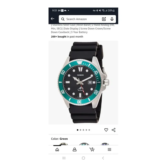 Casio Marlin Reloj Hombre Verde Correa Goma