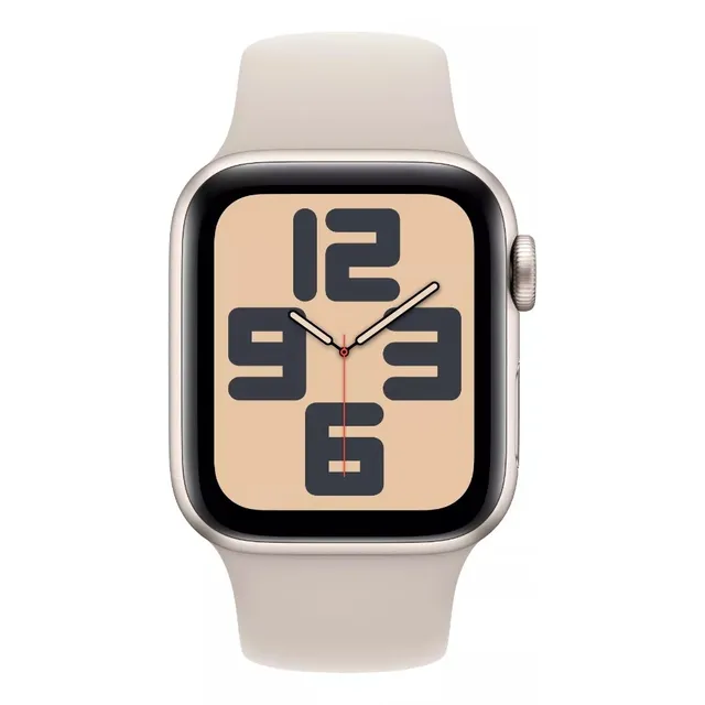Apple Watch SE GPS • Caja de aluminio blanco estelar de 44 mm • Correa deportiva blanco estelar - M/L