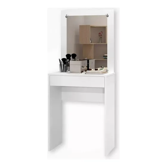 Comoda Tocador Con Espejo Organizador Con Cajón Color Blanco