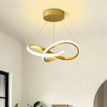 Lustre Para Sala,luminaria Teto Pendente Moderno Led Quarto 127/220v Dourado
