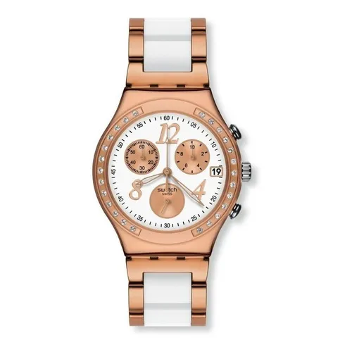 Reloj Swatch Mujer Rose Dreawhite Irony Ycg406g Malla Acero