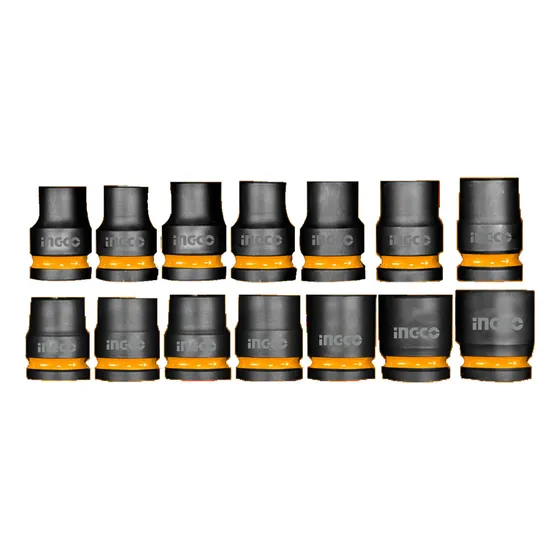 Kit Juego 14 Dados de Impacto Encastre ½'' Ingco Color Negro