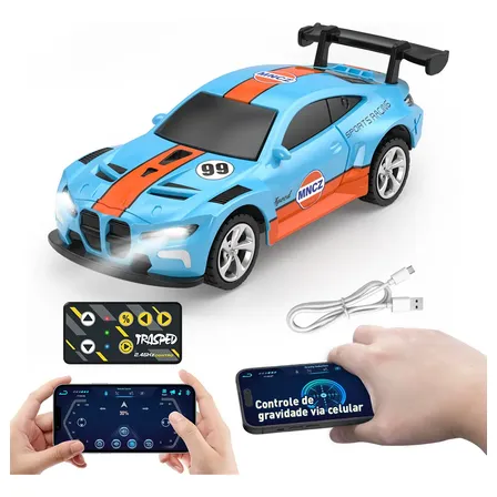 Mini Carro Controle Remoto Jcmo 1:64 Azul Com App E Usb-c Recarregável Azul-celeste Mini Carro De Controle Remoto