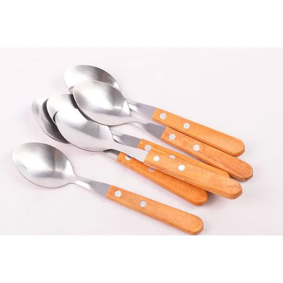 Cucharas Con Mango De Madera 6 Piezas