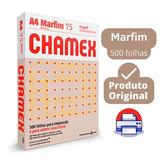 Papel Sulfite A4 Colorido Chamex 75g Marfim