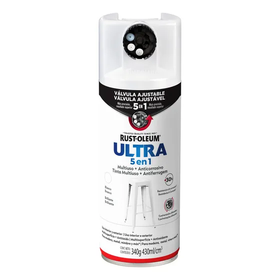 Pintura Aerosol Antióxido Rust Oleum 5 Válvulas Ultra 5 En 1 Color Blanco Brillante