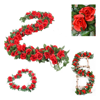 5 Pcs Enredadera Cortina Rosas Artificiales Guirnaldas 2.5m 5 Pcs Enredadera Cortina Rosas Artificiales Guirnaldas 2.5m
