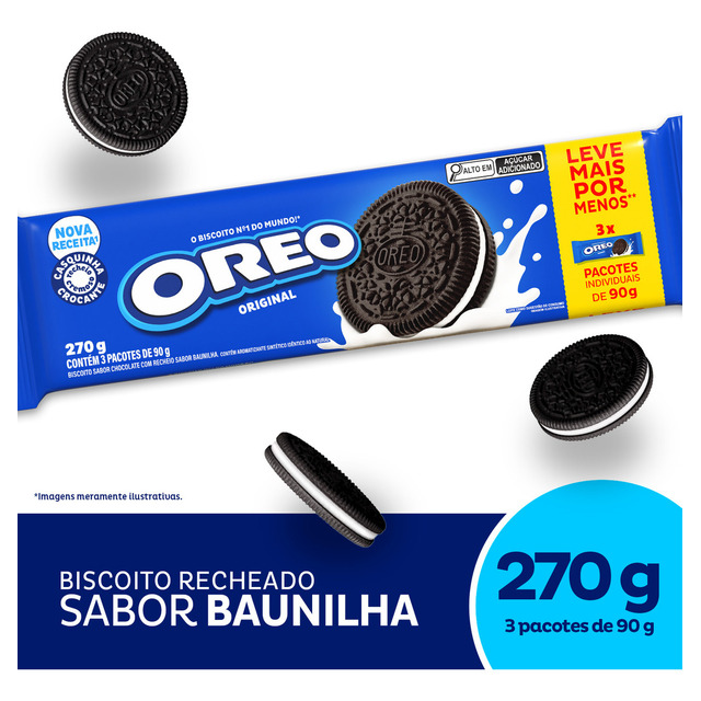 Biscoito Recheado Oreo Original Sabor Baunilha Multipack 270g