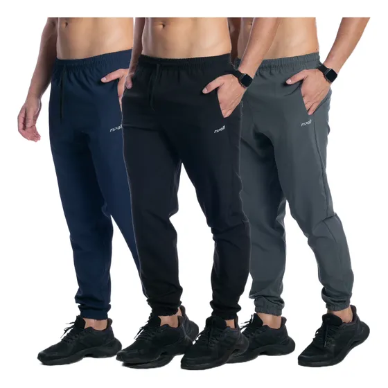 Kit 3 Calça Corta Vento Jogger Masculina Tactel Treino