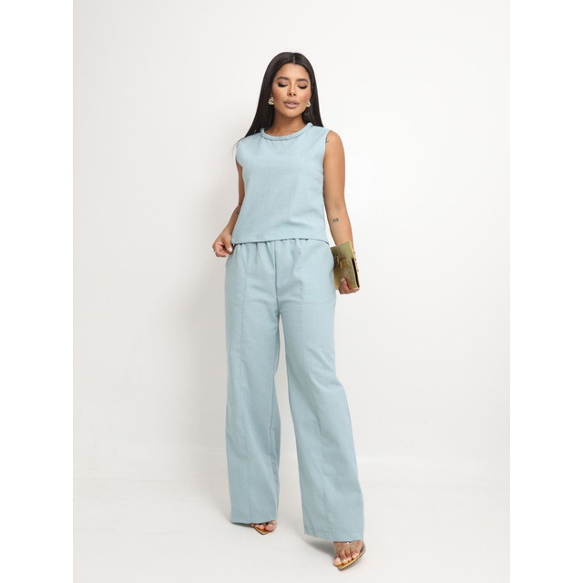 Conjunto Feminino Calça Cropped Regata T-shirt Envio Full