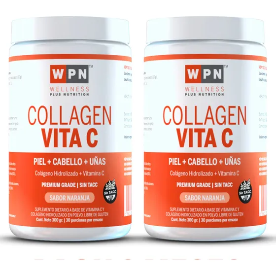Pack 2 Wpn Collagen Vita C Suplemento En Polvo Sabor Naranja