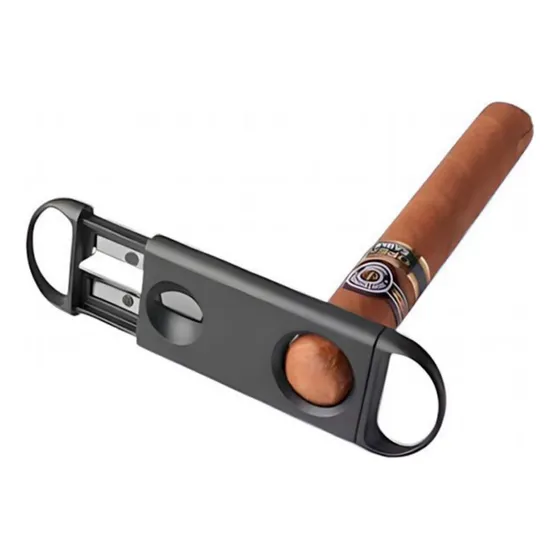 Cortador Charutos Preto Basic Lâmina Dupla Plástico Tabaco