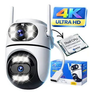 Câmera Wifi Externa Q2 Dupla Visão 5mp Prova Dágua App Icsee Zoom 4k Ultra Hd Full Color Com Áudio E Detecção 2lens Grava Em Cartão/nuvem Visão Noturna Nvr/onvif Cor Branco