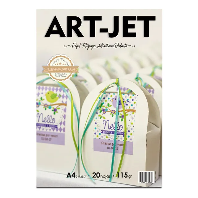 40 Hojas Fotográfico Adhesivo Brilloso Glossy 115gr. Art-jet
