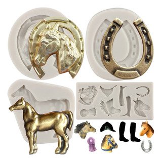 4pcs Molde De Silicona Caballo Herradura Bota Fondant Resina 4pcs Molde De Silicona Caballo Herradura Bota Fondant Resina