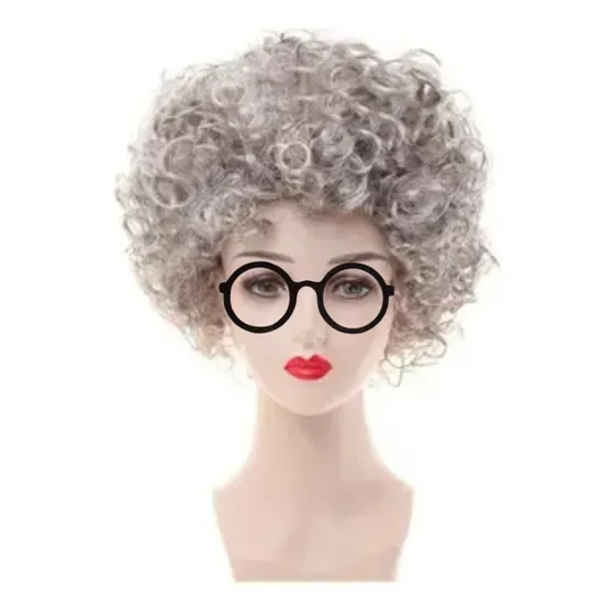 Set De Anciana Accesorio Disfraz Abuelita Peluca + Lentes