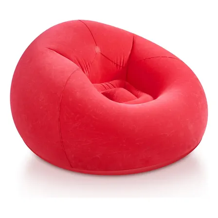 Poltrona Puff Inflável Aveludado Sofá Portátil Preguiçoso Vermelho