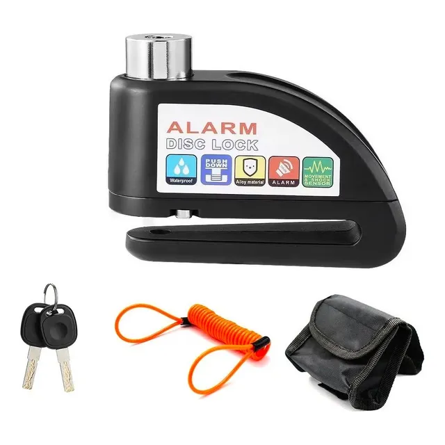 Candado Freno De Disco Alarma +guaya +forro Moto Bicicleta