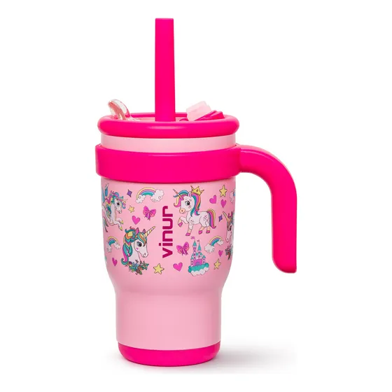 Vinur Vaso Para Niño 14 Onza Asa Reutilizable Acero Aislado