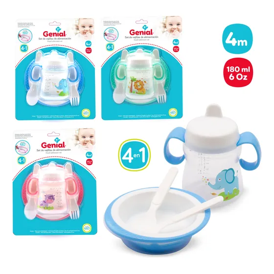 Juego Set De Vajilla Alimentacion Plato Cubierto Bebe Vaso