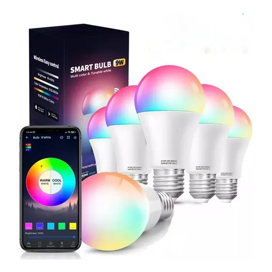 Foco Led Inteligente Rgbcw Wifi 9w Ajustable Multicolor*6