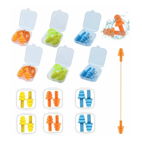Tapones Oidos Natación Ducharse Silicona Reutilizables 12par