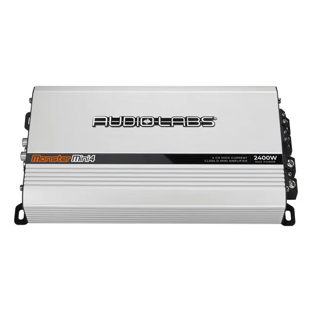Amplificador Audio Labs Monster Mini4 2400w Max 4 Ch Clase D Color Plateado
