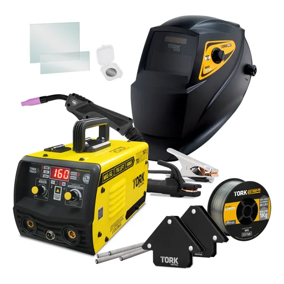 Maquina Solda Inversora Mig Super Tork 160a Sem Gás 3 Em 1 Tig Eletrodo Cor Amarelo/Preto Frequência 50 Hz 60 Hz 220V
