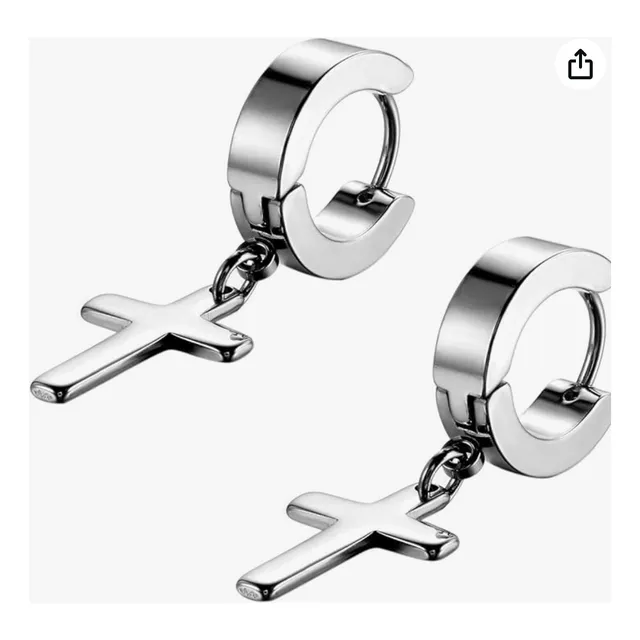 Par Cruz Cruces Pulsera Zarcillo Ear Cuff Acero Unisex Geek