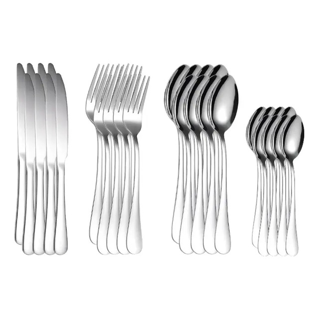 Faqueiro Jogo De Talheres 24 Peças De Aço Inox Cor Dourado