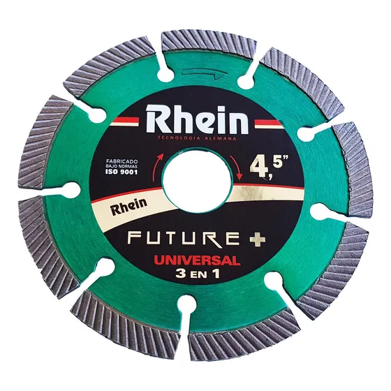 Disco Rhein 3 En 1 Cerámica Teja Hormigón Mármol 4 1/2 Color Verde Y Plateado