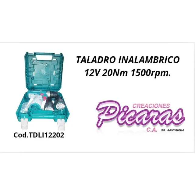 Taladro Inalambrico 12v 20nm 1500rpm.