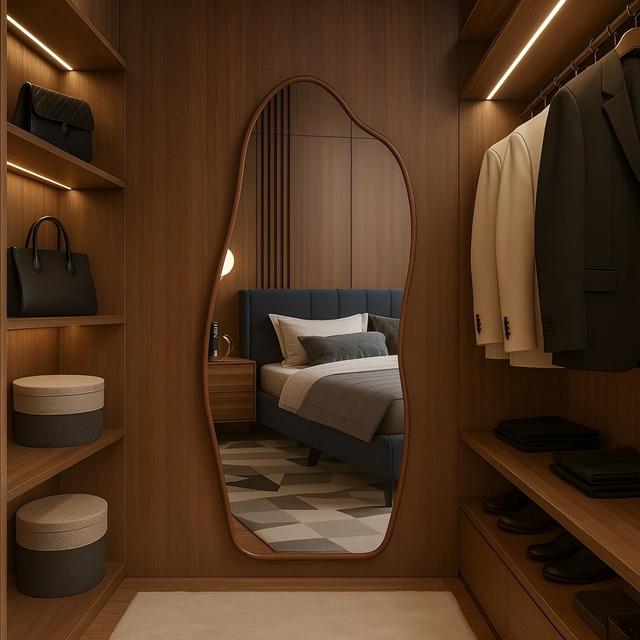 Espelho 100x50 Orgânico Corpo Inteiro Grande Moldur Caramelo