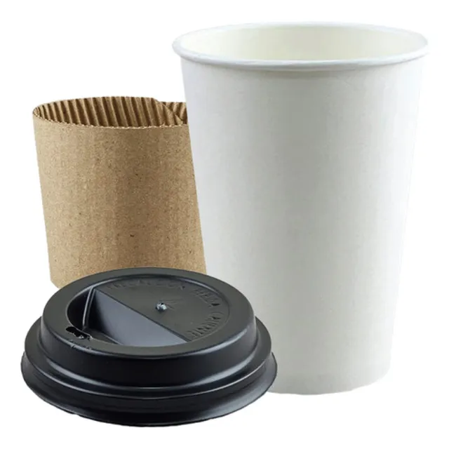Vaso Tapa Café 12 Oz Desechable Bebida Caliente 50 Unidades Color Blanco