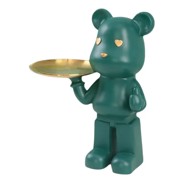 Figura Decorativa Osito Oso Con Bandeja Recibidor