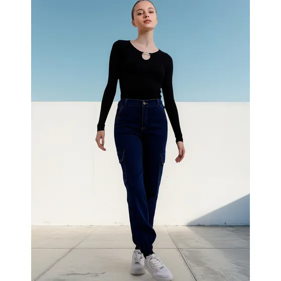 Pantalón De Jean Jogger Cargo - Canada - Dama