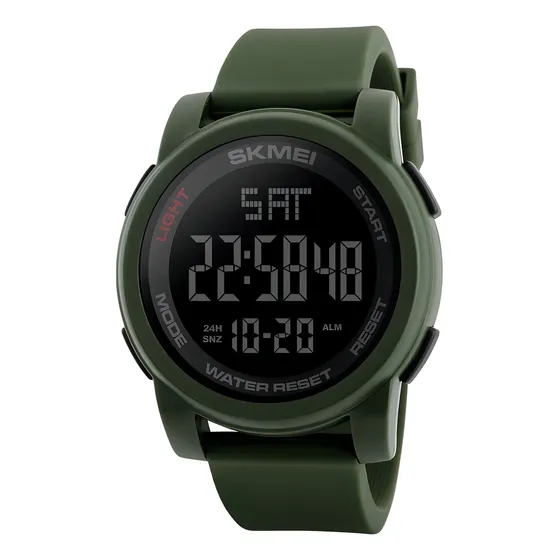 Reloj pulsera digital Skmei 1257 con correa de poliuretano color verde - fondo negro