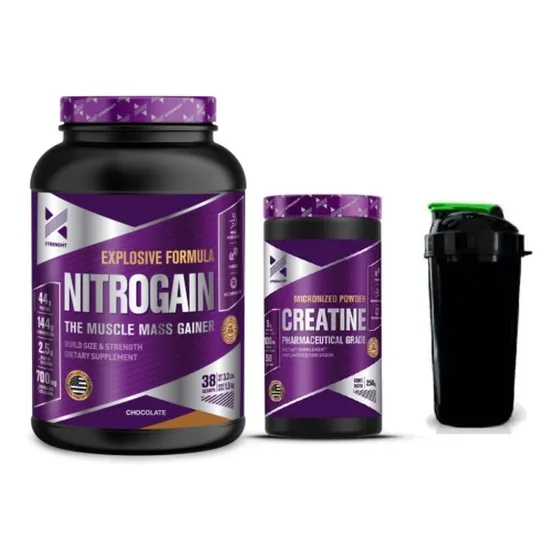 Combo Xtrenght Volumen - Nitrogain Creatina Proteina Shaker