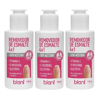 Blant Removedor De Esmalte 4x1 Sem Acetona 110ml Kit 3un Blant Removedor De Esmalte 4x1 Sem Acetona 110ml Kit 3un