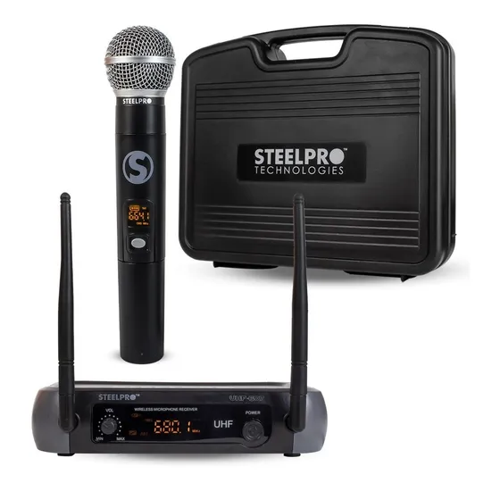 Steelpro - Micrófono Profesional - Inalambrico - Uhf-607 Color Negro