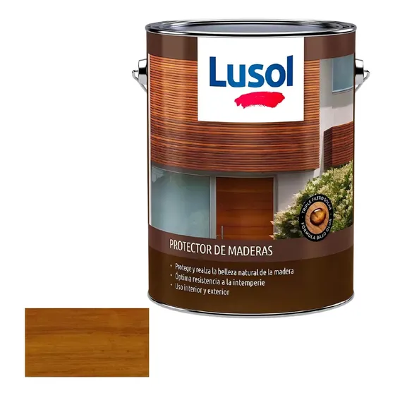 Protector Para Madera Interior Exterior Lusol 500ml Color Caoba