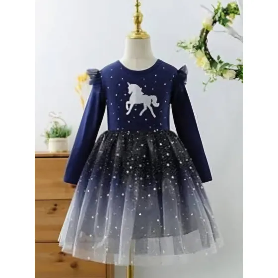 Vestido De Niña Azul  Yufanda Importado Otoño Casual