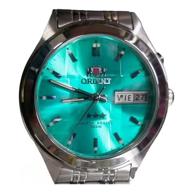 Reloj Orient Automático Plateado Cristal Zafirado